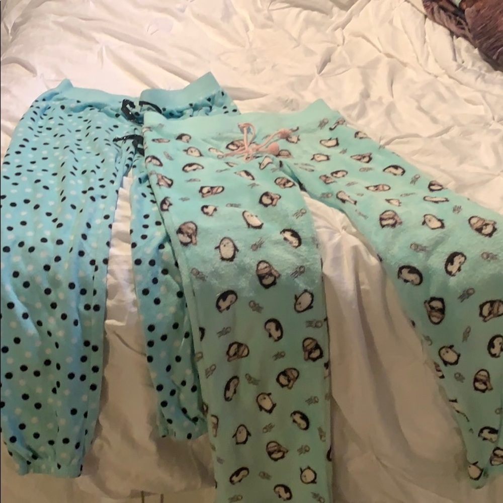 Two pairs of fuzzy pj bottoms!💙💙